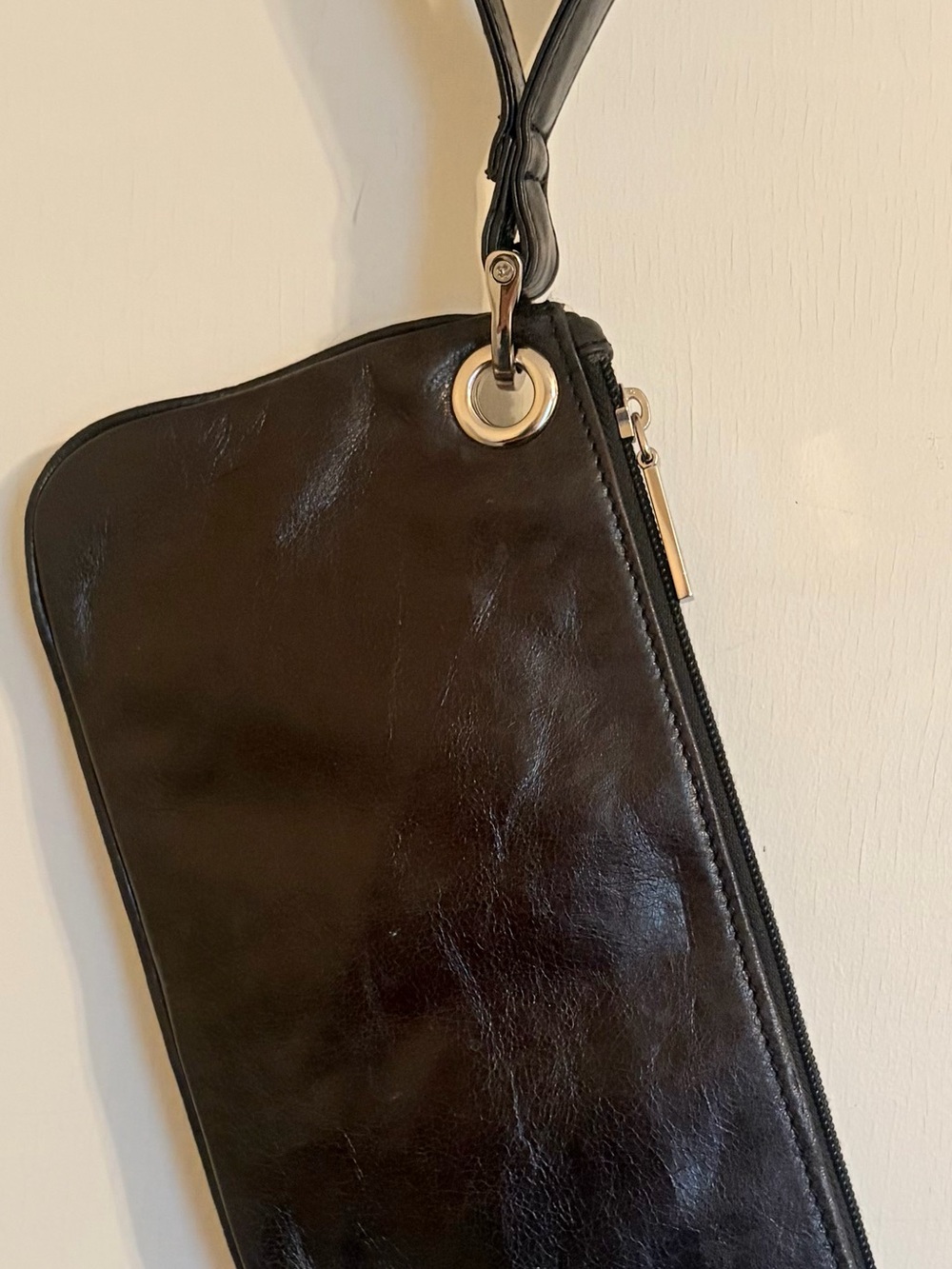 Hobo International Brown Leather Wristlet Clutch Zip Pouch
